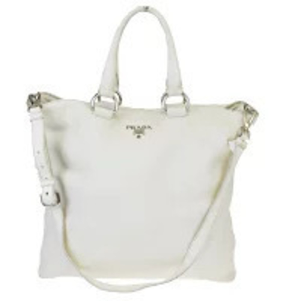 Prada Leather Handbag Shoulder Bag Ivory White